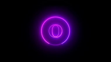 Koyu arkaplanda parıldayan parlak mor neon bir daire modern ve minimalist bir estetik yaratıyor..