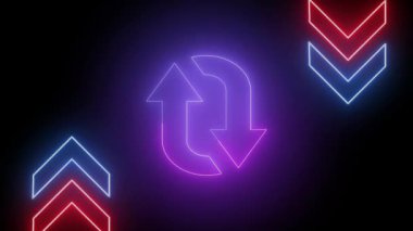 Siyah ekran arka planında neon çizgi ok konsepti animasyonu. s_156