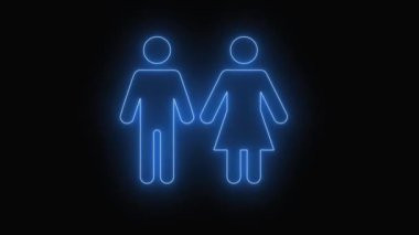 Neon hattı erkeği ve kadın düz ikon konsepti siyah ekran arka planında animasyon animasyonu. s_181