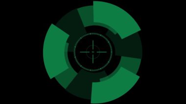 Siyah arkaplanda hologram ekranındaki dijital veriler. HUD canlandırması.