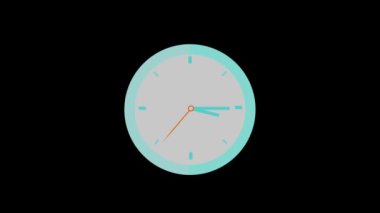 Yeni su dairesi saati beyaz arkaplanda izole edilmiş animasyon. Sarı arkaplanda 3 boyutlu duvar saati izole ediliyor, Çember saat simgesi