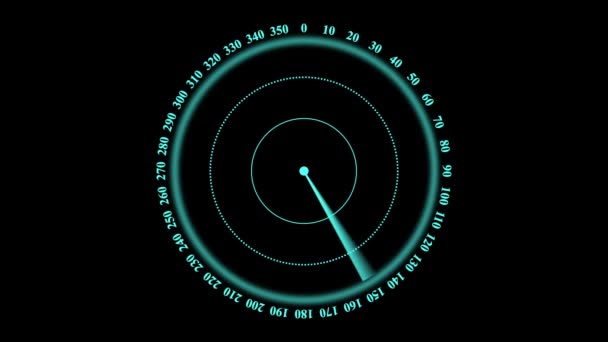 Einfache Radarbildschirm Animation Auf Schwarzem Hintergrund R_71 — Stockvideo