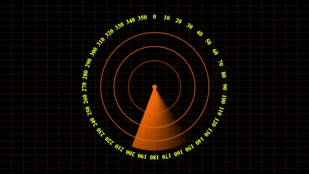 Eenvoudige Radar Scherm Animatie Zwarte Achtergrond R_69 — Stockvideo