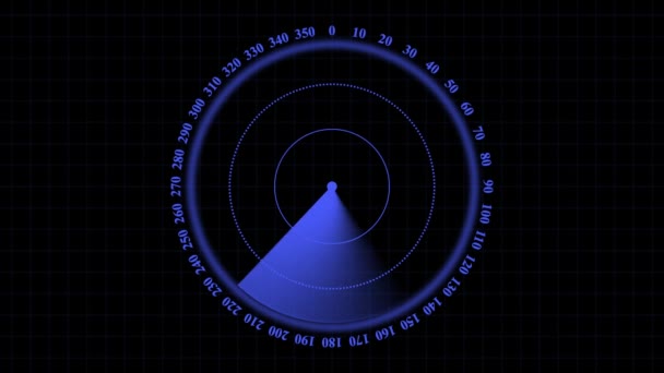 Eenvoudige Radar Scherm Animatie Zwarte Achtergrond R_72 — Stockvideo