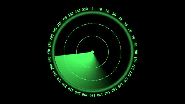 Eenvoudige Radar Scherm Animatie Zwarte Achtergrond R_73 — Stockvideo