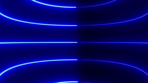Linea Movimento Raggio Laser Che Scorre Linea Neon Colore Blu — Video Stock