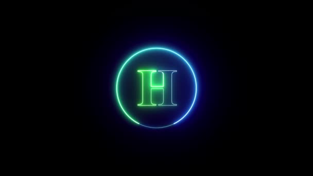 Neon Letter Glowing Vibrant Colors Dark Background — Stock Video