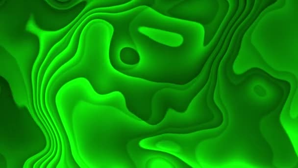 デジタル風景や流れる地形に似た流動的な形状やパターンを形成する抽象的な緑地層 — ストック動画