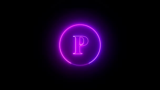 Неоновая Фиолетовая Буква Светится Темном Фоне Создавая Современный Стильный Визуальный — стоковое видео