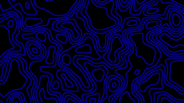 Αφηρημένες Μπλε Γραμμές Νέον Σχηματίζοντας Ρευστό Κυματιστά Σχέδια Μαύρο Φόντο — Αρχείο Βίντεο