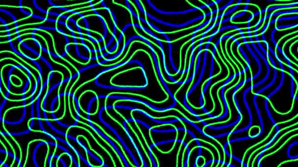 Abstract Blue Neon Lines Forming Fluid Wavy Patterns Black Background — Stock Video