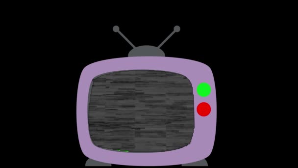 Ekranda Arka Planda Parazit Olan Eski Bir Televizyonun Dijital Animasyonu — Stok video