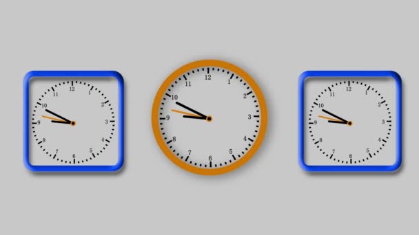 Relógio Parede Animado Loop 24H Relógio Com Setas Movimento Relógio — Vídeo de Stock