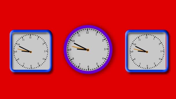 24小时循环中的动画壁钟 用移动的箭锁住时钟白色背景上的石英钟表 S_53 — 图库视频影像