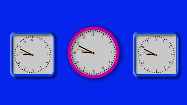 Reloj Pared Animado Bucle 24H Reloj Con Flechas Móviles Reloj — Vídeos de Stock