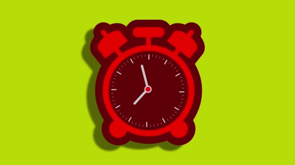 Flat Clock Animation Stunden Quarz Wanduhr Auf Isoliertem Hintergrund S_91 — Stockvideo