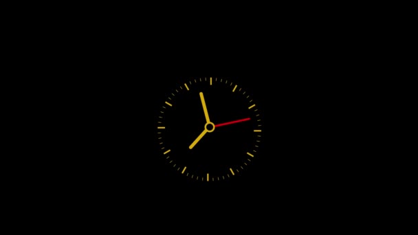 Flat Clock Animation Stunden Quarz Wanduhr Auf Isoliertem Hintergrund S_105 — Stockvideo