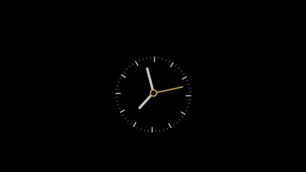 Animação Relógio Plano Horas Relógio Parede Quartzo Fundo Isolado S_107 — Vídeo de Stock