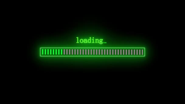 Neon Loading Progress Bar Animation Auf Schwarzem Bildschirm S_126 — Stockvideo