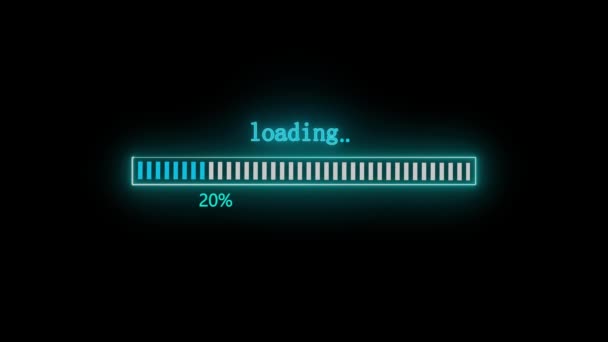 Neon Loading Progress Bar Animation Pada Layar Hitam S_131 — Stok Video