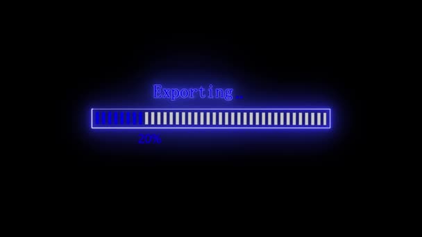 Neon Exporting Progress Bar Animation Чорному Екрані С_142 — стокове відео