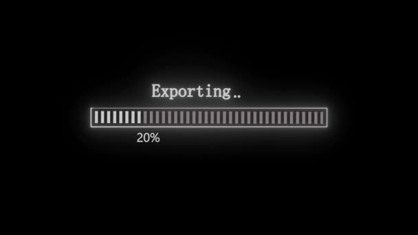 Neon Exporting Progress Bar Animazione Schermo Nero S_141 — Video Stock