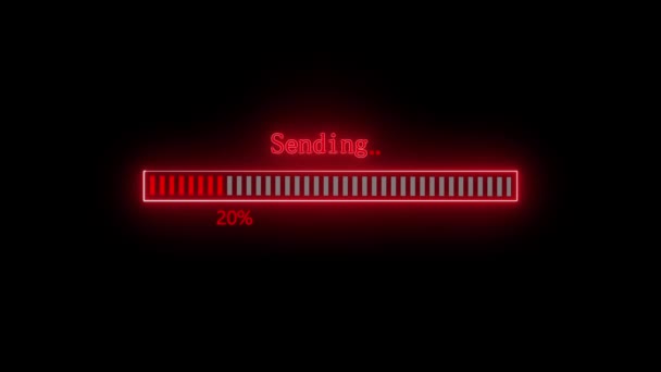 Neon Senden Fortschrittsbalken Animation Auf Schwarzem Bildschirm S_145 — Stockvideo
