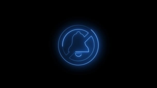 Neon Line Bell Icon Animated Animation Black Background S_175 — Stock Video