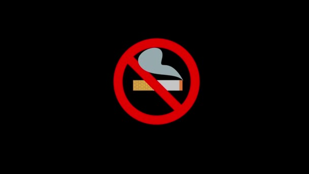 Предупреждение Запрете Курения Общественной Безопасности Фоне Черного Экрана S_176 — стоковое видео