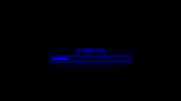 Nova Cor Azul Espera Exportando Vídeos Animação Bar Fundo Preto — Vídeo de Stock