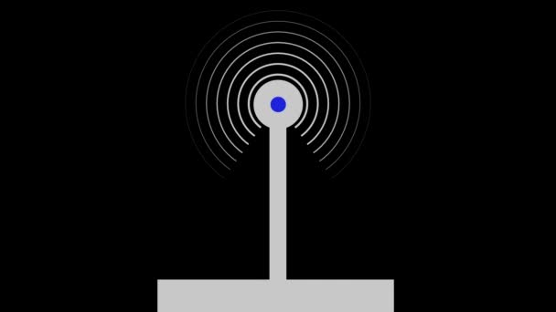 无线电波背景 多重浓密的圆形波从屏幕中心发出 当它向外辐射时 会衰变和变薄 — 图库视频影像