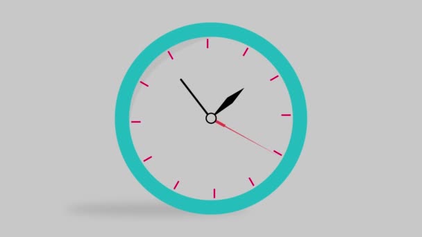 Relógio Parede Redonda Animação Azul Temporizador Conta Tempo Todo Horário — Vídeo de Stock