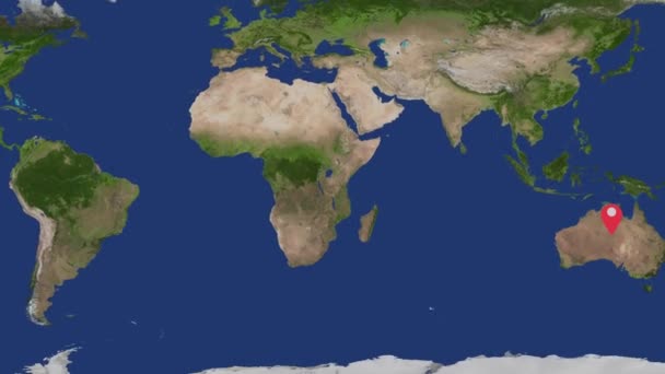 Mapa Del Mundo Con Marcadores Ubicación Roja Diferentes Continentes Incluyendo — Vídeos de Stock