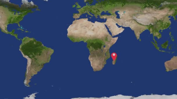 Mapa Světa Červenými Značkami Lokality Různých Kontinentech Včetně Severní Ameriky — Stock video
