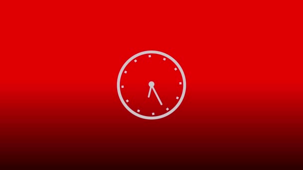 赤い色の背景のクロックアニメーション クロックモーショングラフィックス — ストック動画