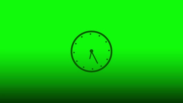 Klok Animatie Groene Kleur Achtergrond Uurwerk — Stockvideo