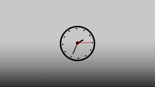 Ρολόι Animation Γκρι Φόντο Χρώμα Γραφικά Ρολογιού Κίνησης — Αρχείο Βίντεο