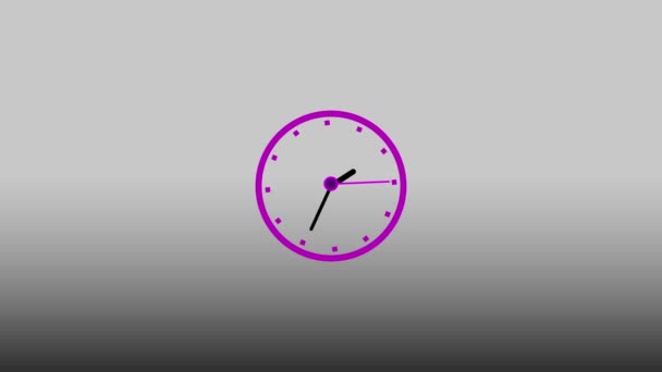 Uhranimation Auf Grauem Hintergrund Uhr Bewegungsgrafik — Stockvideo