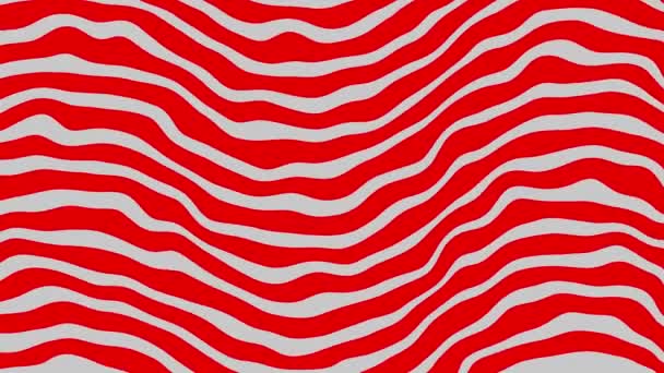 Patrón Líneas Onduladas Rojas Negras Abstractas Creando Una Ilusión Óptica — Vídeo de stock