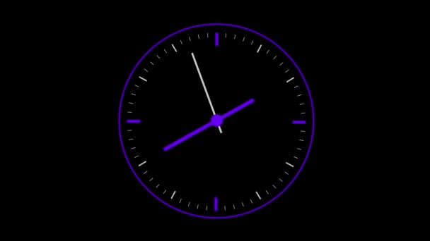 Reloj Simple Aislado Animado Sobre Fondo Negro — Vídeos de Stock