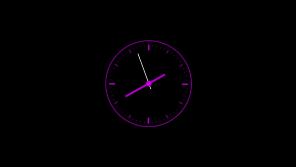 黑色背景上的简单时钟动画隔离 — 图库视频影像
