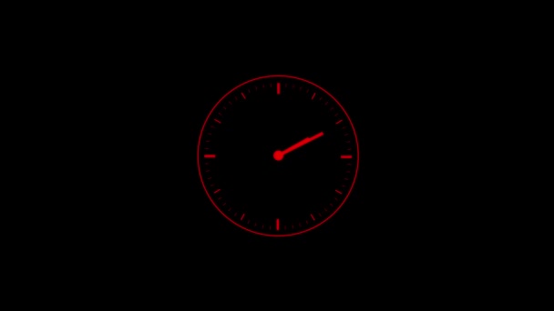 Κινούμενο Κόκκινο Χρώμα Ρολόι Απομονώσει Μαύρο — Αρχείο Βίντεο