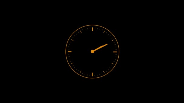 Color Naranja Reloj Animación Aislar Negro — Vídeos de Stock