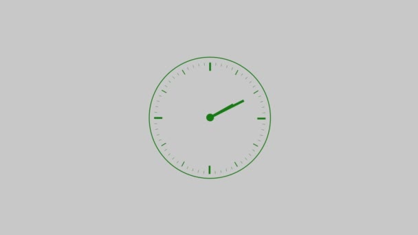 Relógio Fino Cor Verde Animado Fundo Cor Cinza — Vídeo de Stock