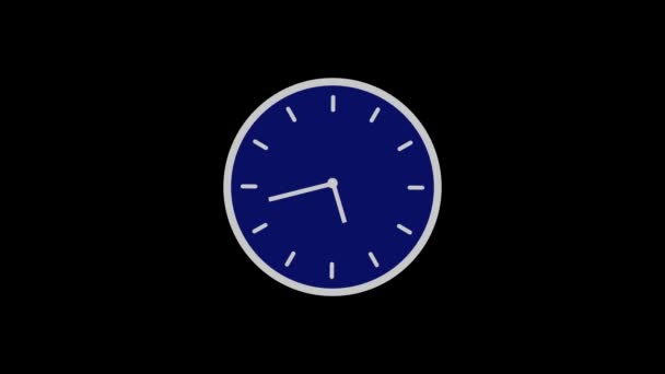 Prosty Niebieski Zegar Animowany Czarnym Tle — Wideo stockowe