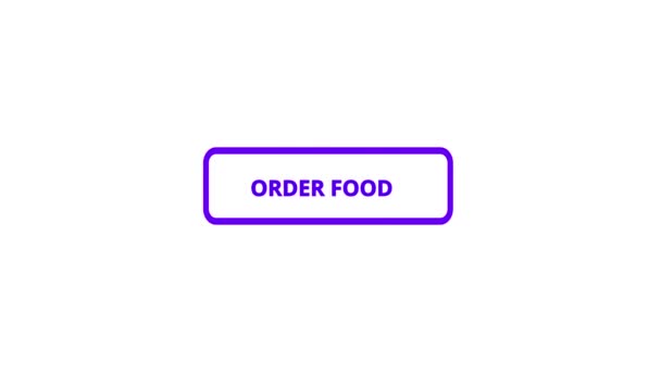 Pink Color Order Food Click Button Animation White Background — Stock Video