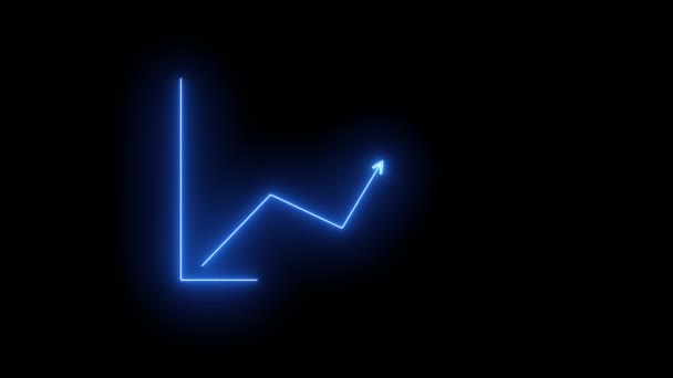 Neon Animowany Wykres Biznesu Linii Strzałką Wykres Biznesowy Pokazujący Wzrost — Wideo stockowe