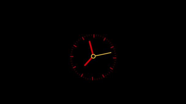 Анимация Часов Черном Фоне S_225 — стоковое видео