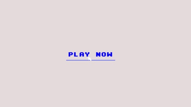 粉色游戏现在点击白色背景上的按钮动画 — 图库视频影像