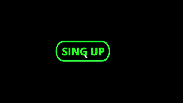 Pink Cor Cantar Até Clique Animação Botão Fundo Branco — Vídeo de Stock